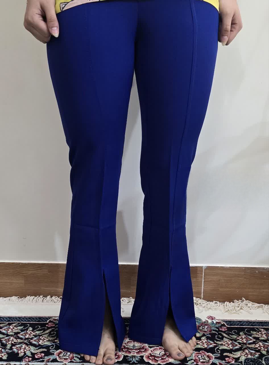 شلوار بوتکات جلو چاکدار مازراتی زنانه آبی کاربنی